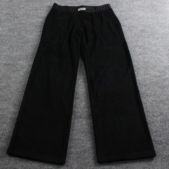 Rufskin Pants Mens Large Rex Terry Sportpant Wide Leg Black Lounge Casual Comfy - Picture 1 of 10
